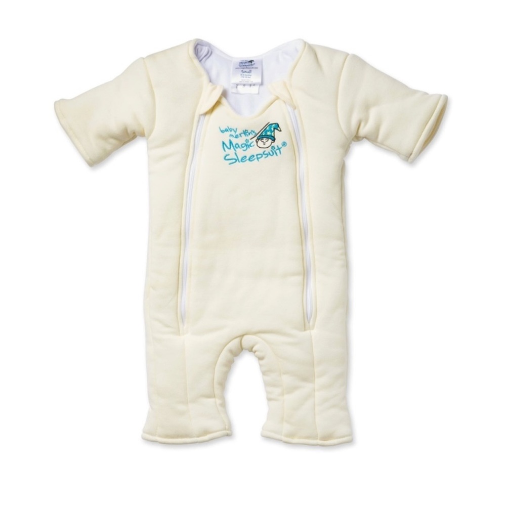 BABY MERLINS MAGIC SLEEPSUIT INFANT SIZE SMALL 3-6 MONTHS 100% COTTON CREAM